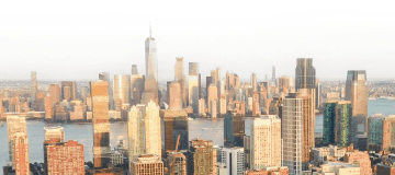 New Jersey skyline across the river with skyscrapers