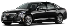 Two black luxury sedans (Mercedes-Benz S-Class and Cadillac CT6).